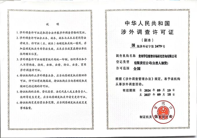 涉外调查许可证(全国)